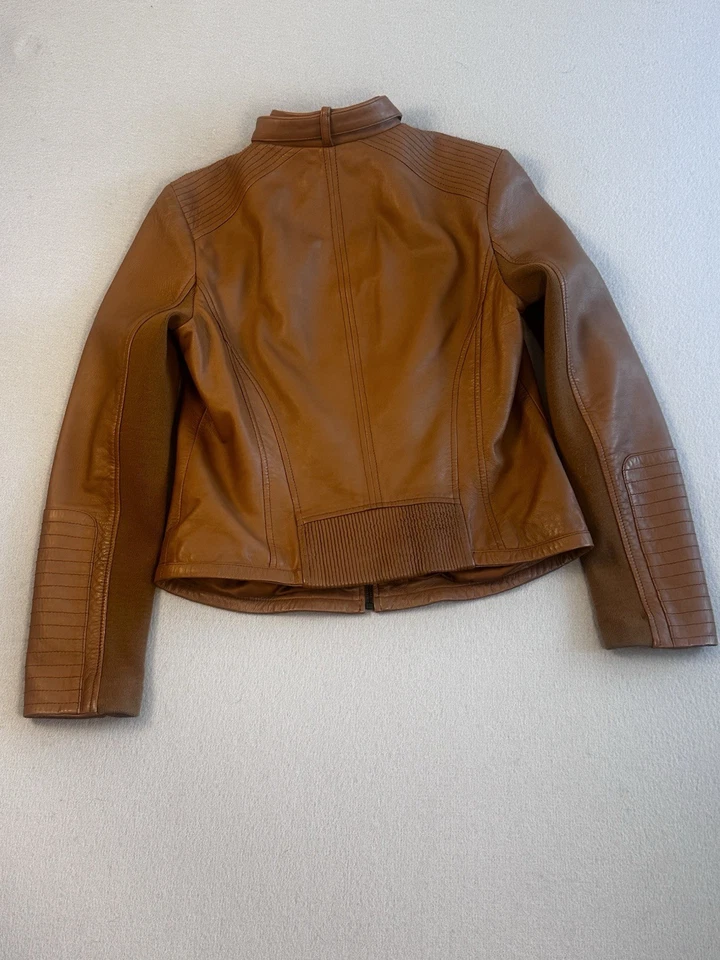 Bernardo Moto City Genuine Leather Jacket In Clay Brown - Image 2 of 4