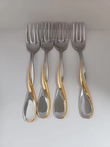Oneida USA Golden Aquarius Stainless Steel Salad Forks Set Of 4 Forks Flatware