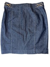Ellen Tracy Dark Denim Pencil Skirt 10 Unlined Back Vent Zipper Closure