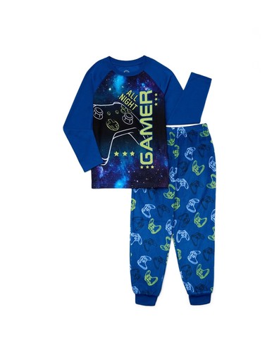 Wonder Nation Boys All Night Game Long Sleeve Top & Pants 2-Piece PJ Set NWT XL