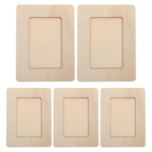 5 Pcs Wooden White Blank Photo Frame Tabletop Picture Frames Craft Child