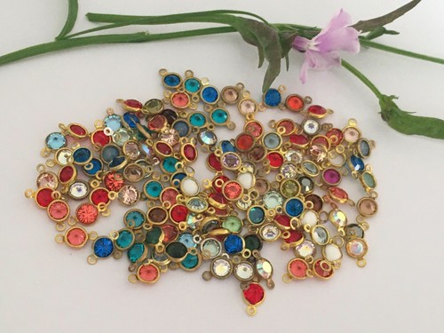 Swarovski Rhinestones 2 loop Connector 4mm Mixed colour Channel Pack of 18 CRAFT - Picture 2 of 5