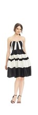 Betsy  Adam Striped Strapless Flare Satin Cocktail Formal Dress Gown Women Sz 8