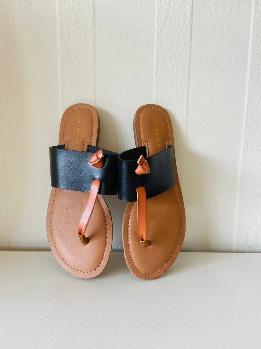 BNWT Dorothy Perkins black tan Flip Flops sandals Flats. Boho. UK 3