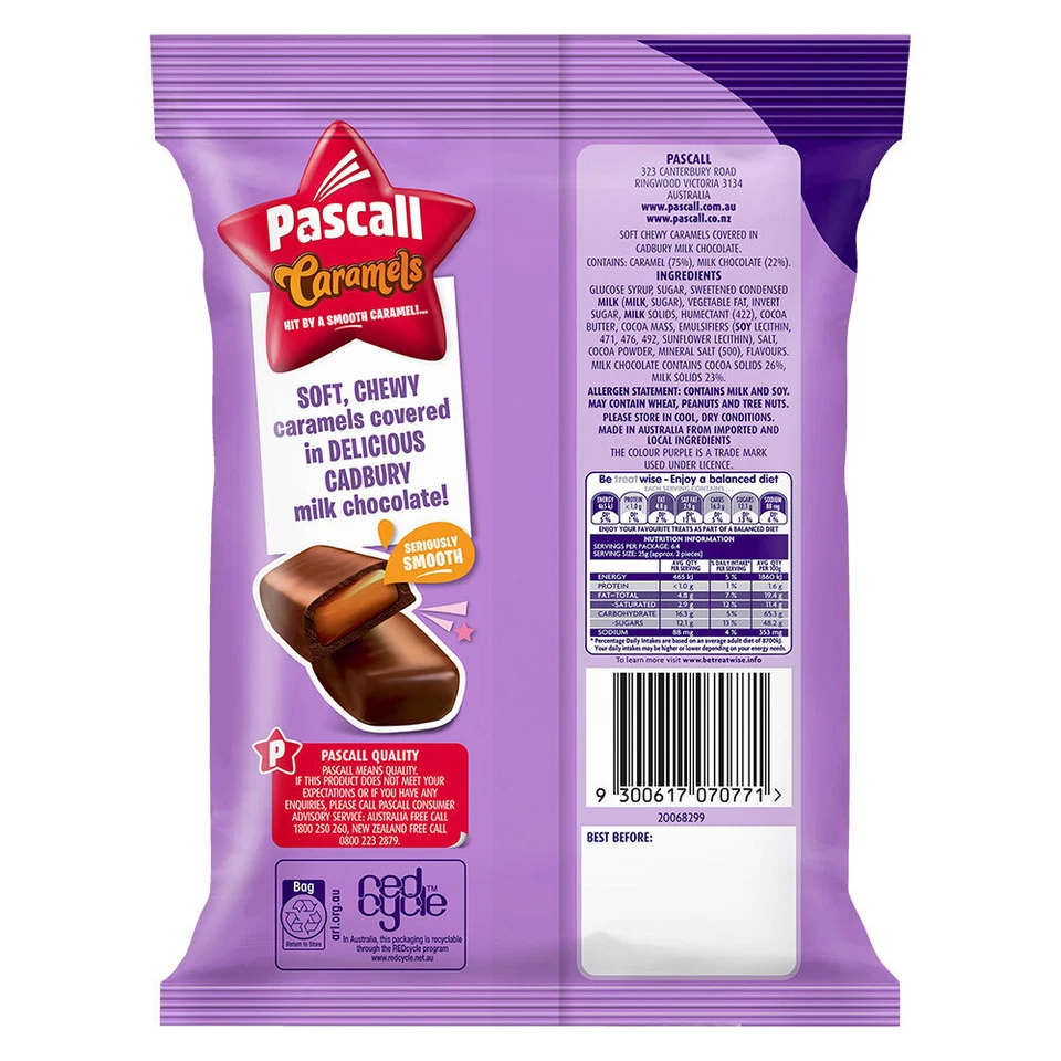 6x Cadbury 160g Caramels w/ Chocolate Confectionery/Candy Sweet/Treat Pantry - image 3 of 3