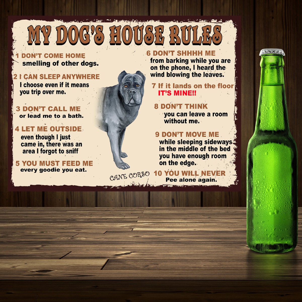 Hier Waak Ik: cane corso | Waakbord | Spreukenbord | Hondenras | Hond | Betreden op