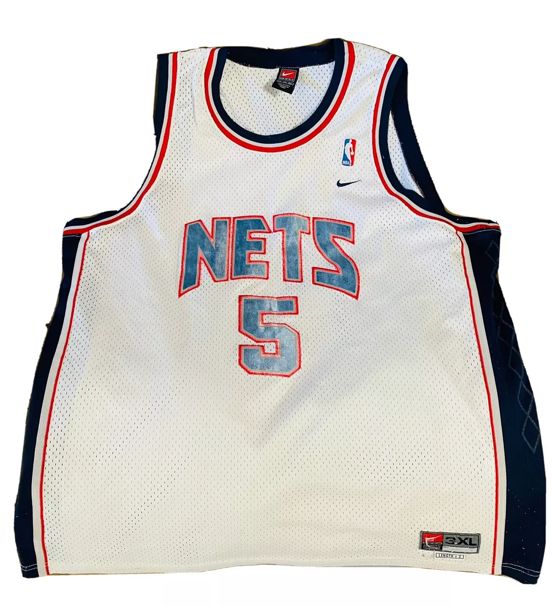 Vintage Nike Authentic JASON KIDD #5 New Jersey NJ Nets Jersey Big Tall 3XL Vtg