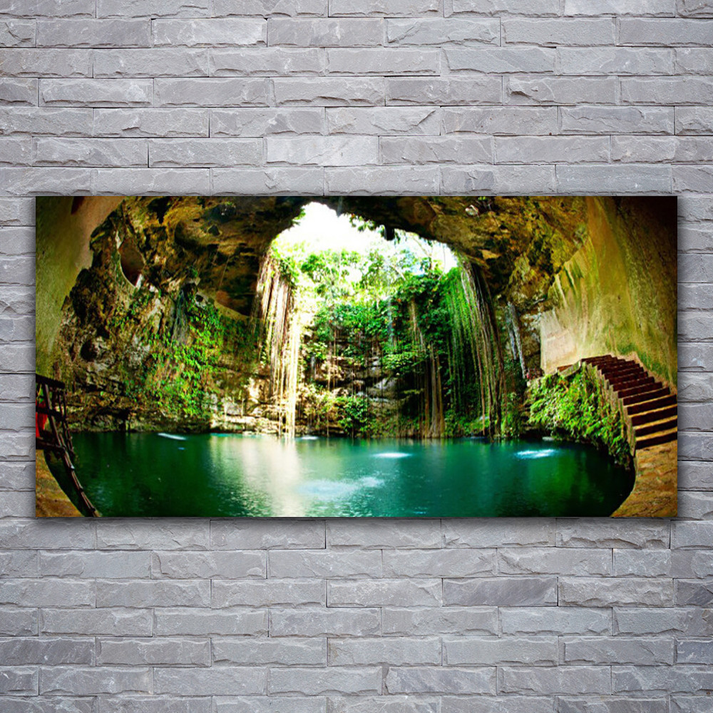 Tableau cascade sur verre acrylique 120x60 cm pour decoration murale salon