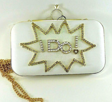 "I DO" White  Gold Wedding Purse/Clutch for Bride JK0634