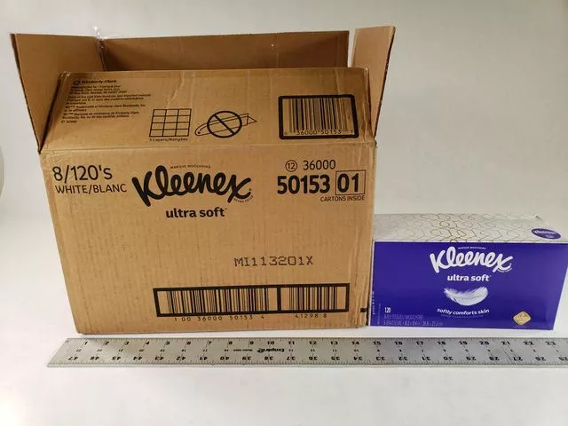 Kleenex Ultra Soft Facial Tissues, 4 Flat Boxes, 120 White Tissues