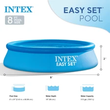 Intex 28106EH 8 X 2 Foot Easy Set Inflatable Circular Vinyl Swimming Pool, Blue