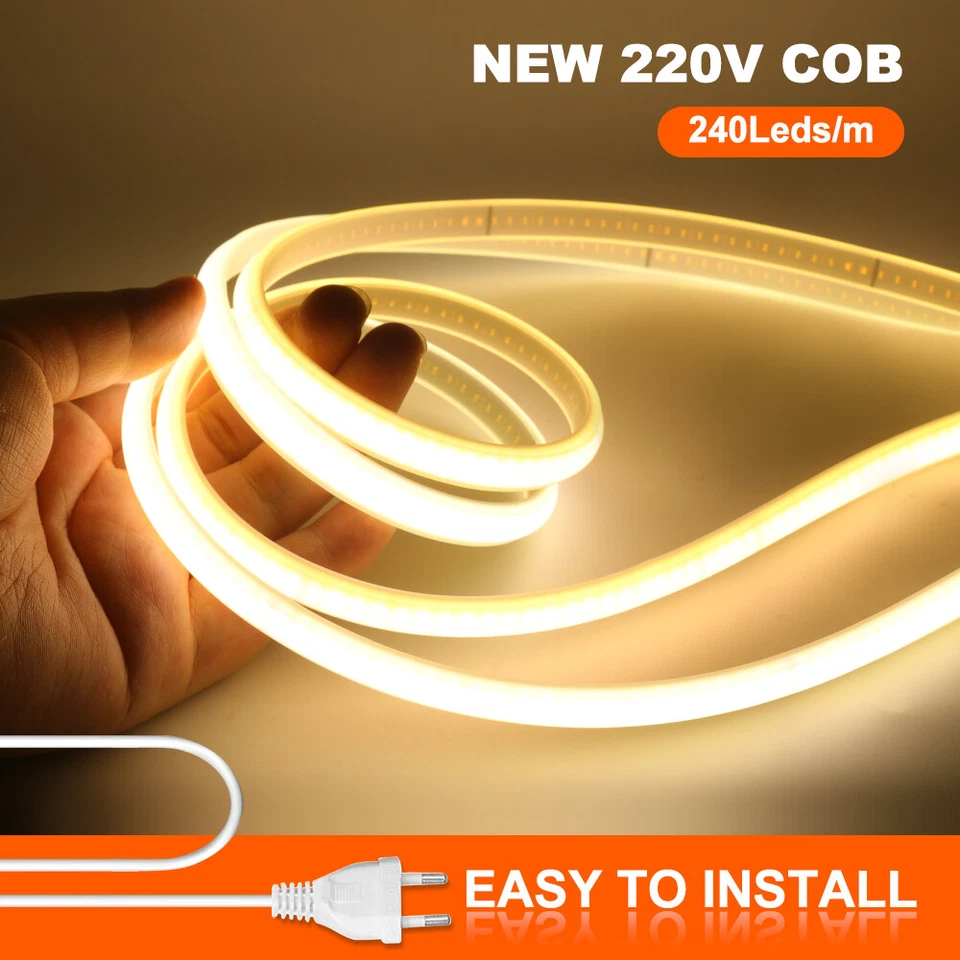 230V COB Neon LED Streifen Stripe Lichtband IP67 Außen Beleuchtung + EU Stecker - Bild 3 von 4