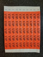 100 PULSERAS TYVEK VIP ROJO NEÓN 3/4", PULSERAS DE PAPEL, PULSERAS PARA EVENTOS