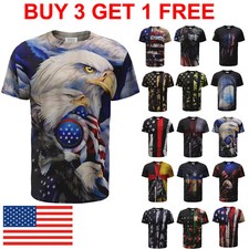 USA Distressed Flag Men's T Shirt Patriotic American Plain Flag Gym Workout Tee