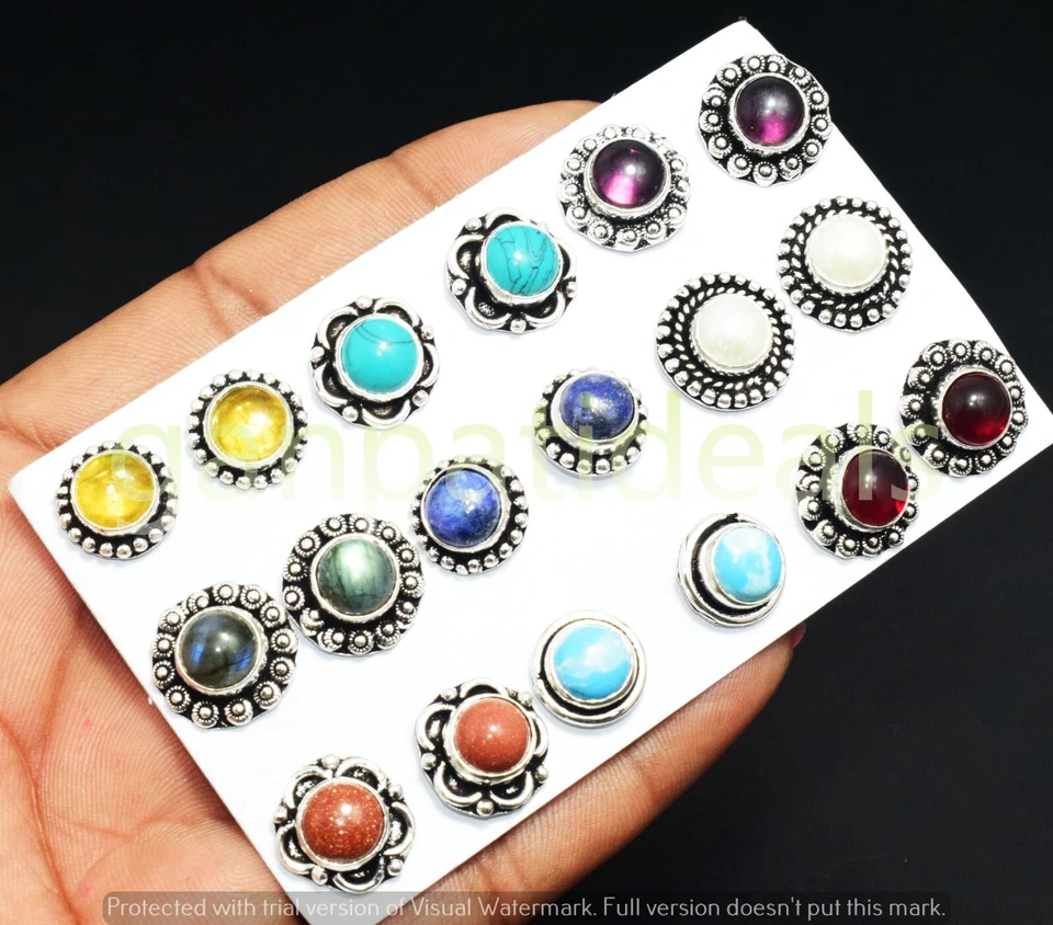 Lote al por mayor de tapas de piedras preciosas de opalita y mezcla joyas enchapadas en plata de ley 925 Foto 2 de 4