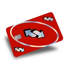 UNO Reverse Card Holographic Credit Card Skin/Credit Card Sticker Decal Red