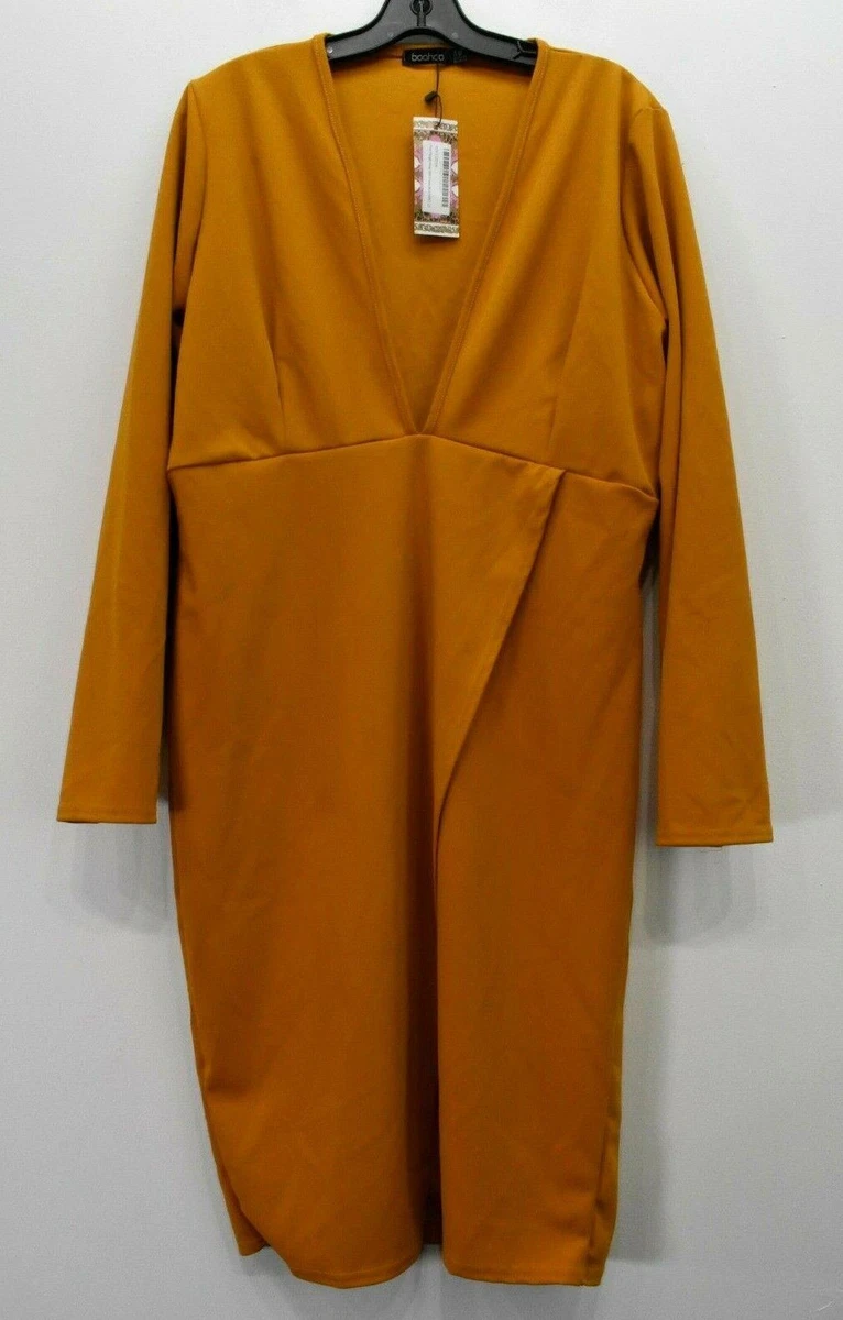 Plus plunge top wrap midi dress
