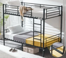 Bunk Bed Twin over Twin for Kids, Teens & Adults Bunk Bed with Stairs & Flat Run