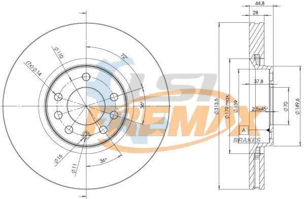 Fremax Front Disc Rotors for Holden Vectra 3.2 03-06 314mm — 第 2/4 张图片