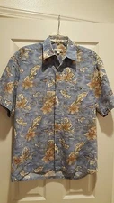 MEN'S PIERRE CARDIN SHIRT SIZE MEDIUM FISH SEA OCEAN BLUE