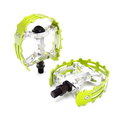 Old school BMX XC-II Wellgo bear trap Pedale 9/16'' FOR 3 PIECE Kurbel Grün Cage