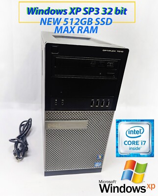 Windows XP PRO SP3, Dell OptiPlex 7010 TOWER Intel i7,  MAX Ram, NEW 512GB SSD