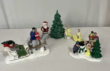 Byron Molds 1979 Christmas Ceramic Figurines Villagers Carolers People Sled
