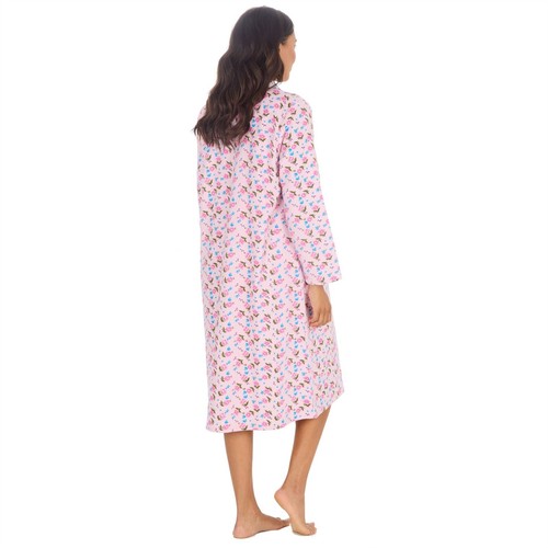 Ladies Nightdress brushed cotton long sleeve Night Shirt Nighties pyjamas - Picture 6 of 14
