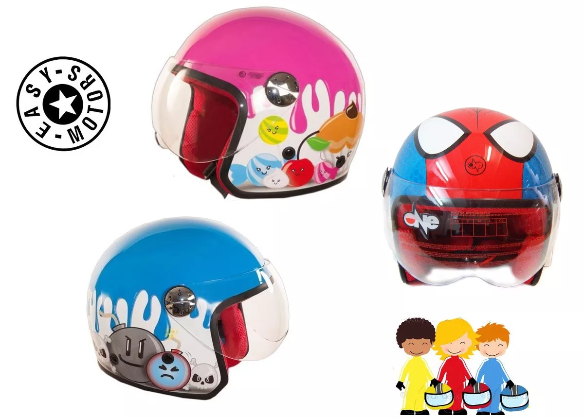 Casque ONE Demijet Junior Enfant Petite Fille Rose Azzuorro Spiderman  Approuvé