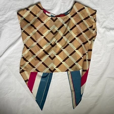 akira chicago red label split back top boxy size small multicolored