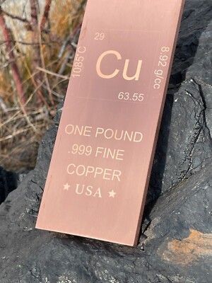 1 lb Copper Bar - Chemistry Element Design - 1 pound (454 g) Fine