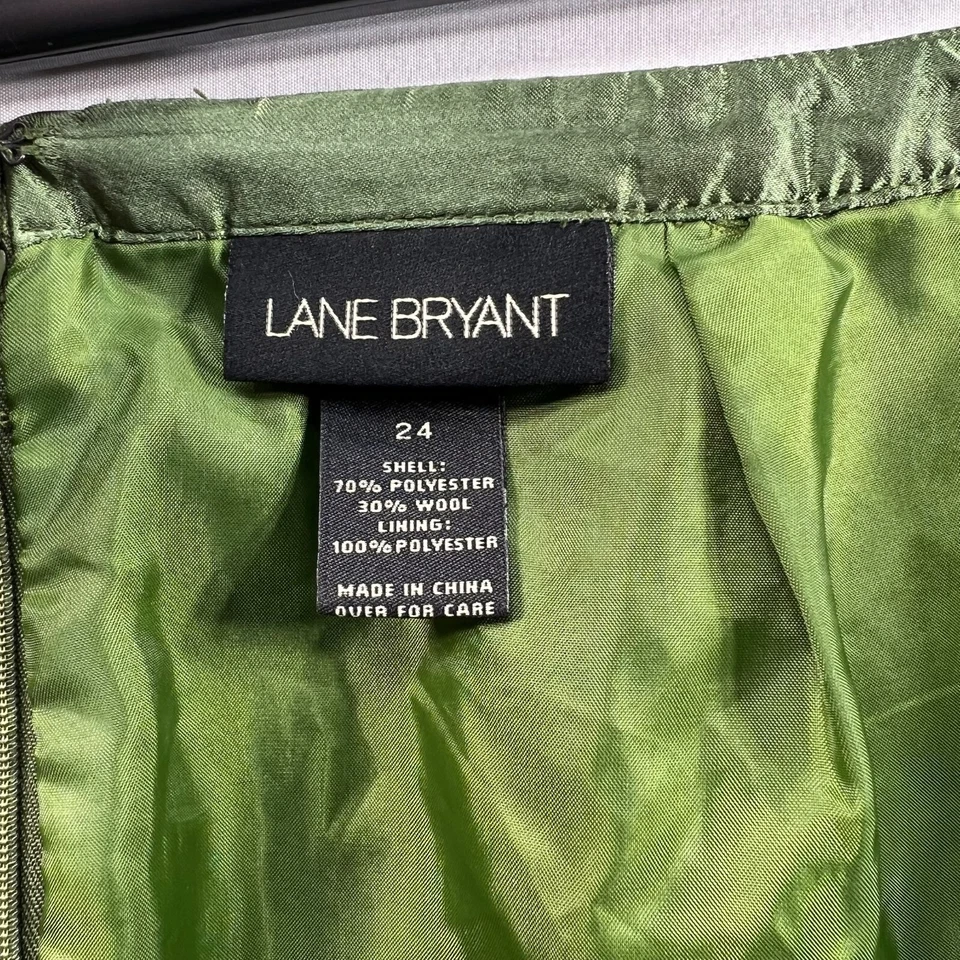 Falda Lane Bryant para mujer talla 24 verde negro mezcla de lana Foto 3 de 4