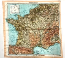 US Army WW2 D-Day Zones of France silk Normandy Invasion Escape Map 58 x 60cm