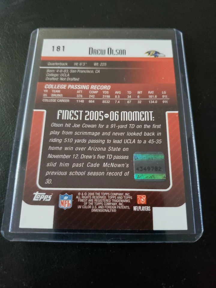 Topps finest drew olson autograph error card!!! - Image 4 of 4