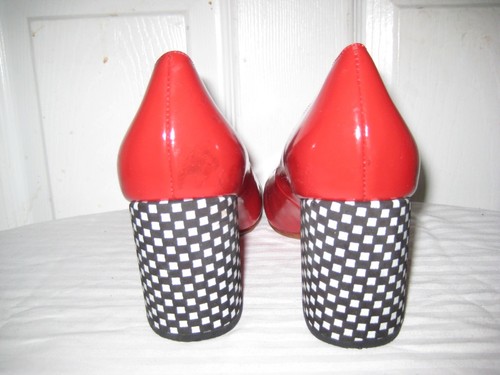 CREATURES OF COMFORT RED CHECKERED HEELS PUMPS SHOES SIZE 40 / 9.5 - Picture 4 of 12
