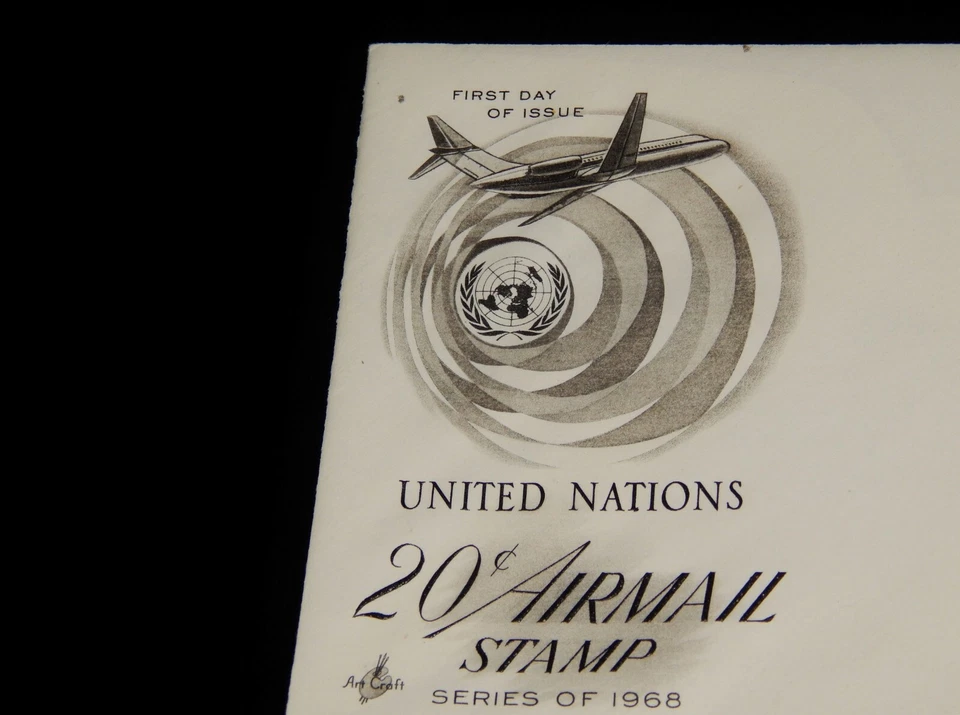 Vintage Cover, 1968 UN 20 CENT AIR MAIL DECORATIVE FDC, New York, Airplane - Image 3 of 3