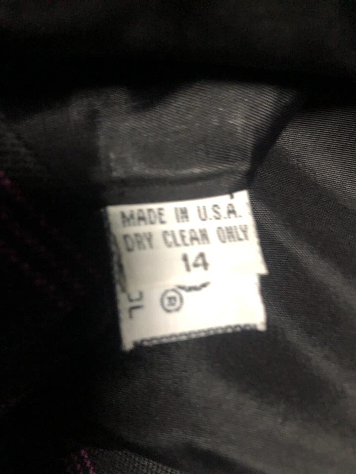 Chaqueta Blazer Vintage Gianni Academia Púrpura Rayas Cuadros 100% Lana Talla 14 EE. UU.  Foto 4 de 4