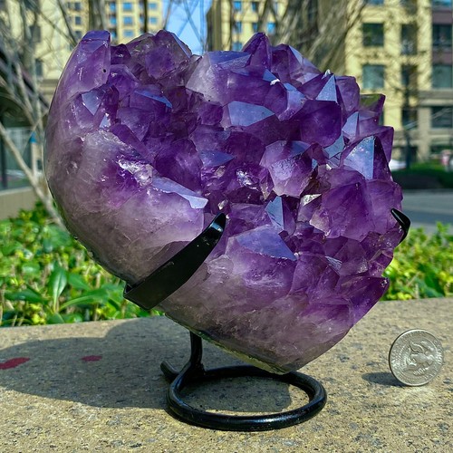 7.4LB Natural high-quality amethyst quartz crystal love decoration+bracket - 第 15/18 張圖片