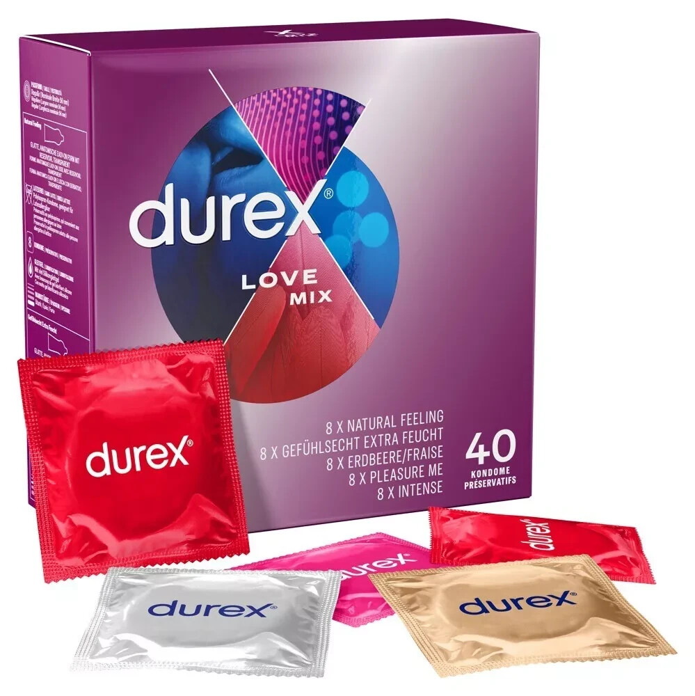 Durex Kondom LOVE  M I X  40 Stück Vorteilspack Feucht beschichtete Condome