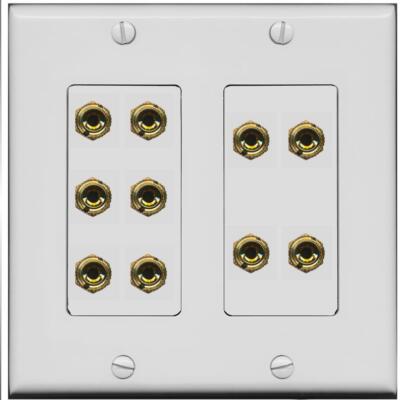 RiteAV 10 Banana 5 Speaker 2 Gang Wall Plate - 2 Gang [Gray/Gray]