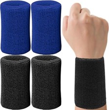 4 Pack 6 Inch Wrist Sweatbands Tennis Wrist Bands Absorbent Sweat Band for Me...