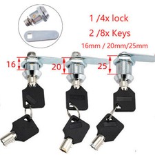 1/4x16/20/25mm Cam Lock Door Barrel Drawer Cabinet Mail Box Locker Cupboard+2Key