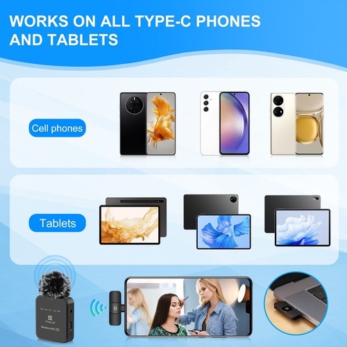 Wireless Lavalier Microphone for iPhone / Type-C Phone w/Type-C / 8-Pin Receiver - Picture 4 of 24