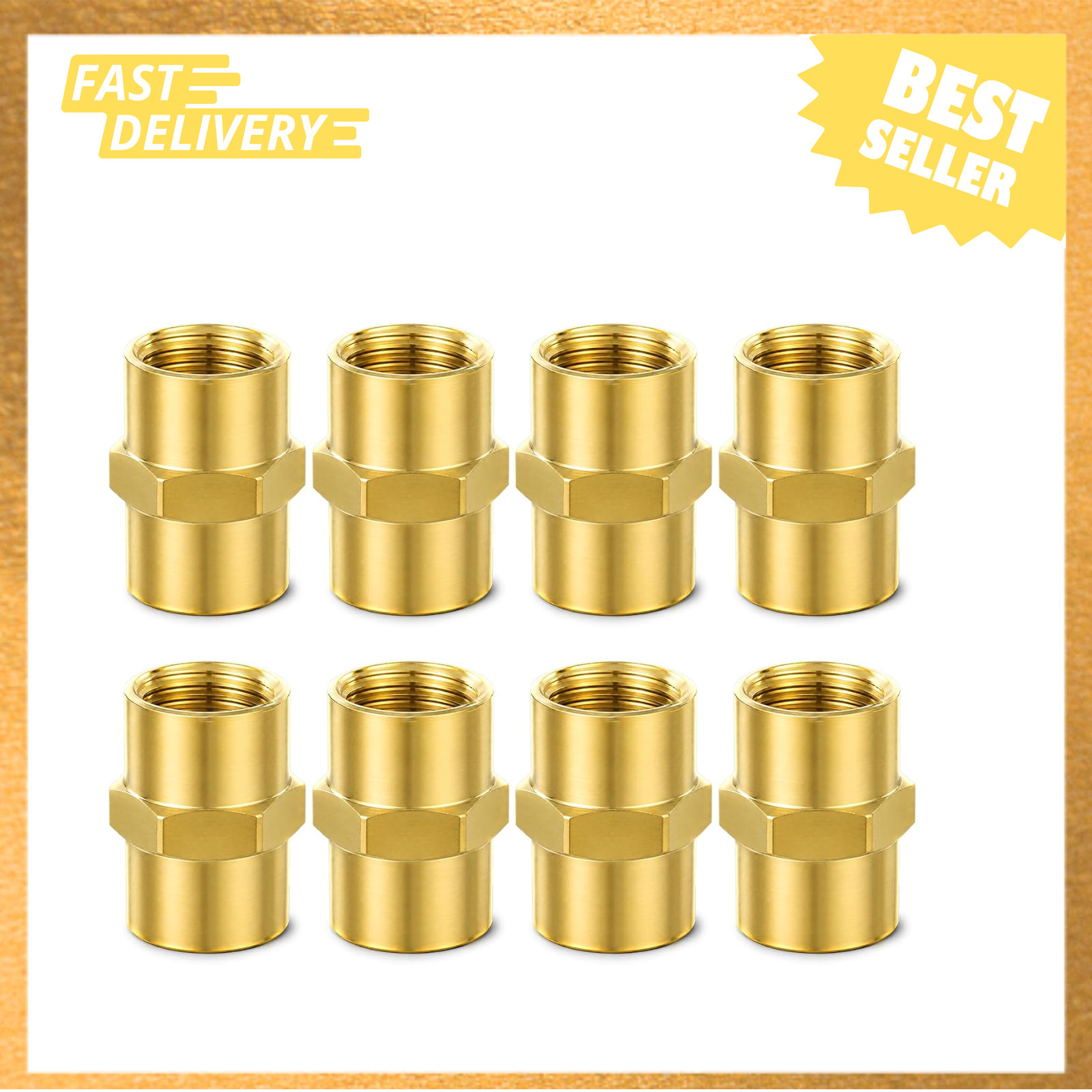 Brass Pipe Fitting NPT Coupler 1/4 Inch Female Male Heavy Duty Hex Adapter