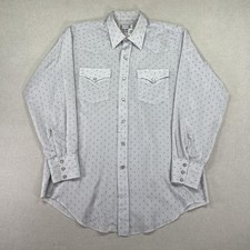 Vintage H Bar C Shirt Mens M Geometric Western Pearl Snap Long Sleeve Americana