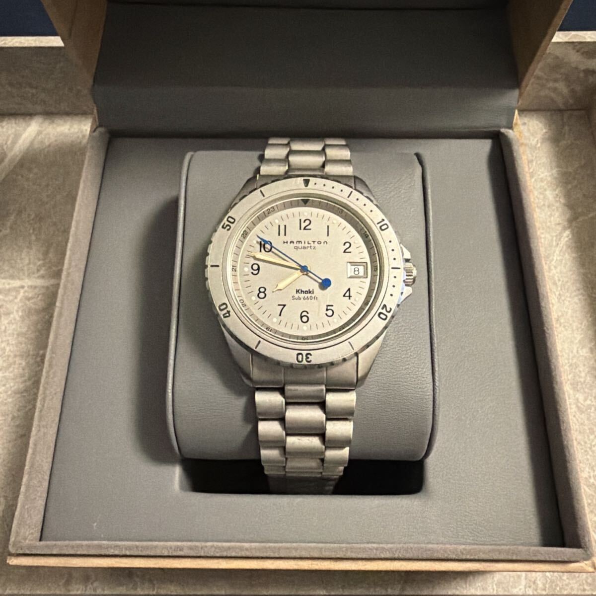 Hamilton Sub Used Watch Second Silver Quartz Blue Hand Atlantic Dial Khaki - vintagewatches.pk