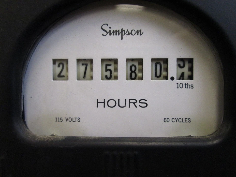 Simpson Electromechanical Hour Meter 115V 60Hz Used - Image 2 of 2