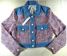House of Harlow 1960 Tweed Denim Cropped Jacket Women's Medium NWT