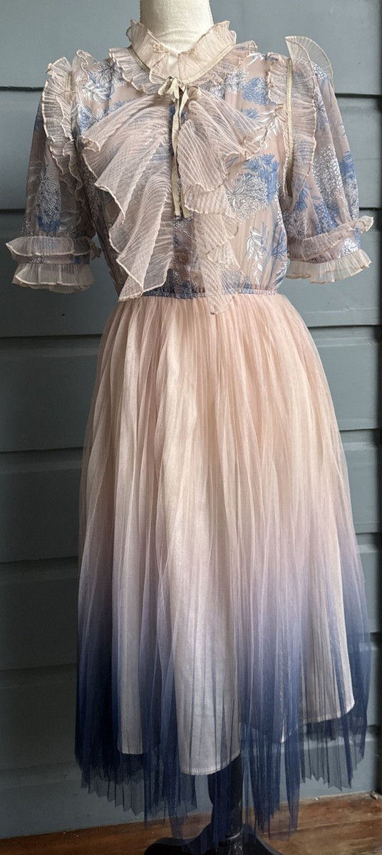 Chicwish-Ruffled Chiffon Mididress w Beige/Blue Ballet Skirt-Fairy, Princess-S/M Chicwish-Ruffled Chiffon Mididress w Beige/Blue Ballet Skirt-Fairy, Princess-S/M