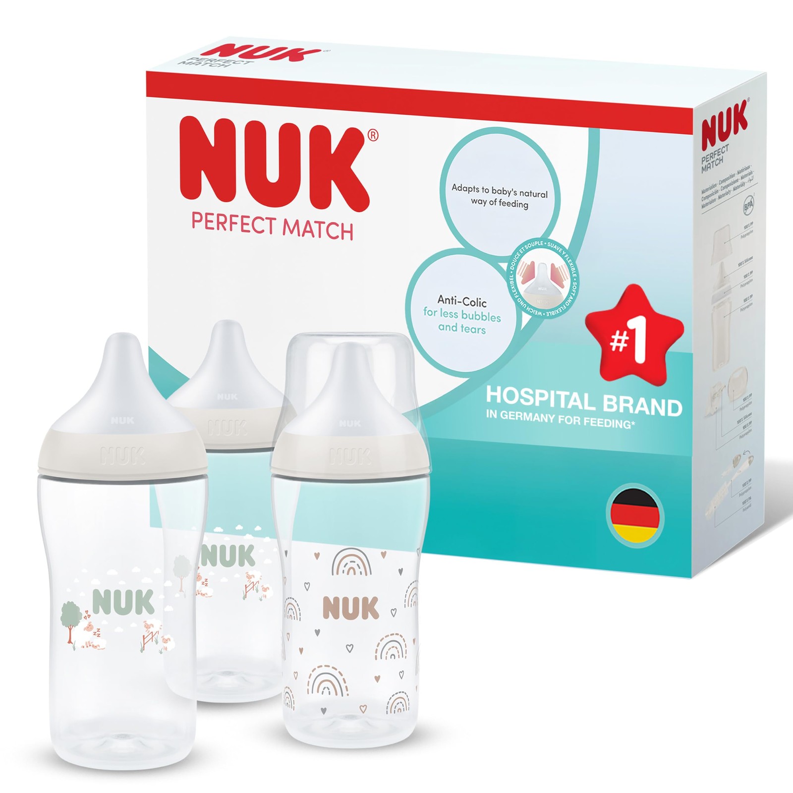 Biberon anti-coliques Perfect Match 260 ml PP bébé 3 mois et plus avec tétine silicone